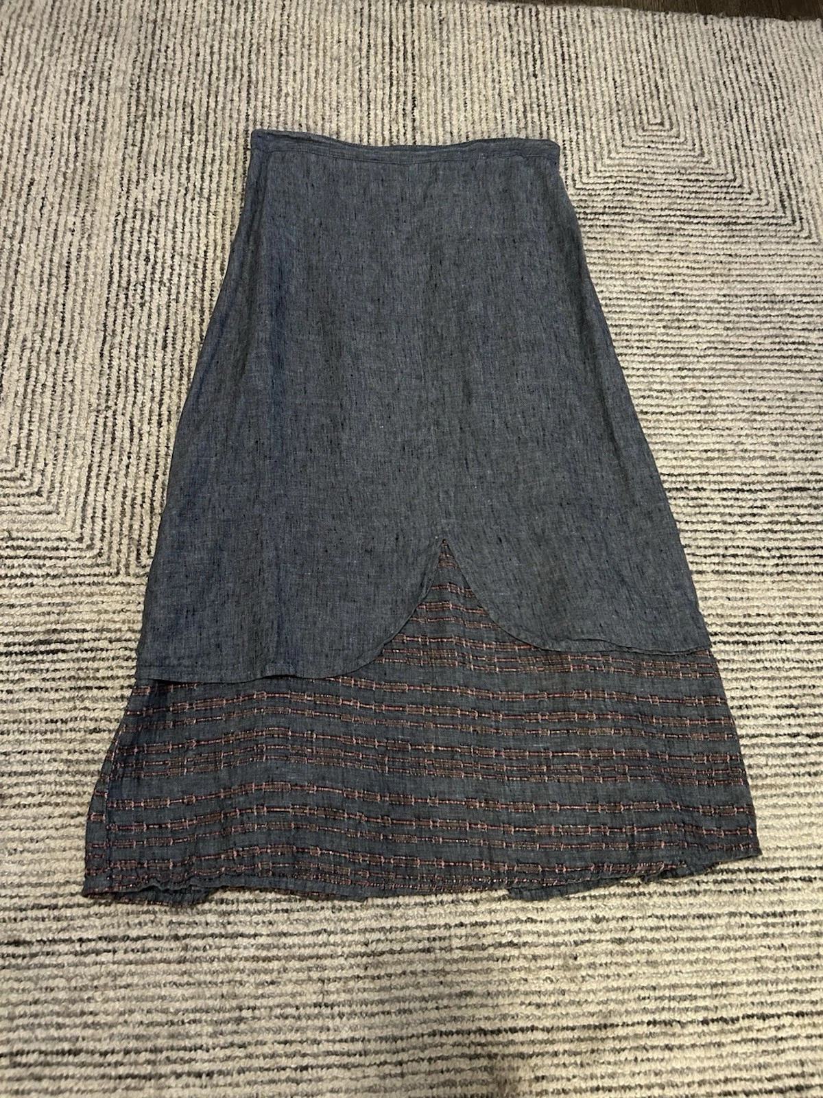 Flax Womens Slate Blue Linen Pink Embroidered Boho Beach Maxi Skirt Size Small
Opens in a new window