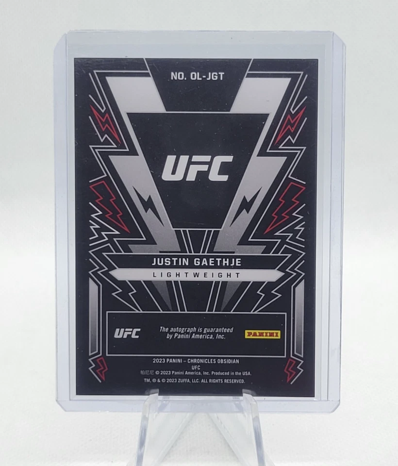 2023 JUSTIN GAETHJE Panini Chronicles Obsidian AUTO Lightning Strike #OL-JGT - Image 2 of 2