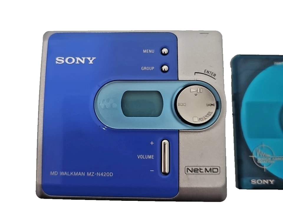 Reproductor de música digital Walkman Sony MZ-N420D Psyc Net MD con mini disco probado/¡Funciona! Foto 2 de 4
