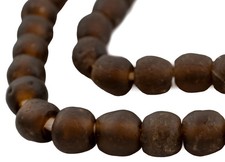 Root Beer Brown Recycled Glass Beads 14mm Ghana African Sea Glass Round Handmade