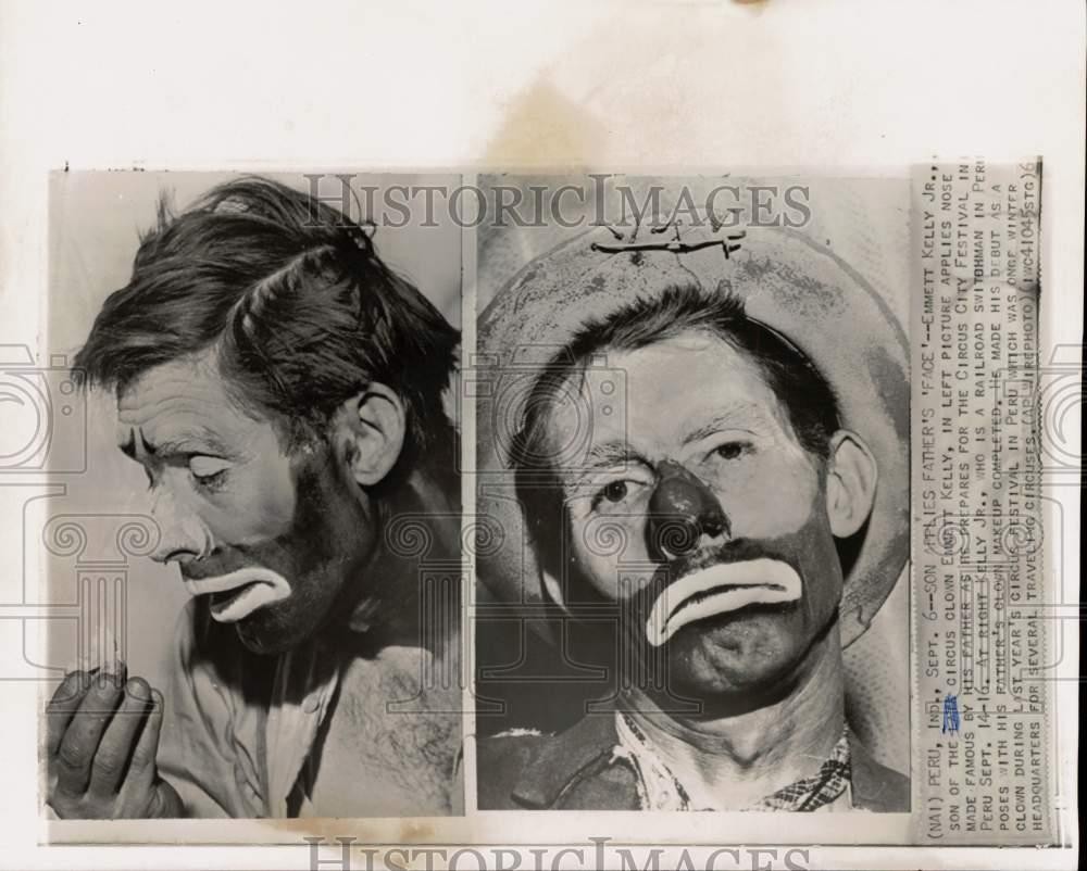 1961 Press Photo Emmett Kelly Jr as a clown in Indiana circus