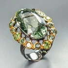 Jewelry 30 ct Natural Green Amethyst Ring 925 Sterling Silver Size 7.5 /R469564