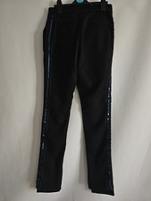 Fred Perry x Amy Winehouse Black Slim Trousers Blue Sequins Trim Size UK 8