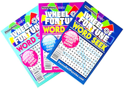 NEW Lot 3 Penny Press Dell WHEEL FORTUNE Word Search Seek Puzzle Find Books