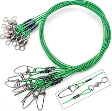 YOTO Steel Fishing Leaders Wire丨125LB Heavy Duty Saltwater Fish green-15pcs 