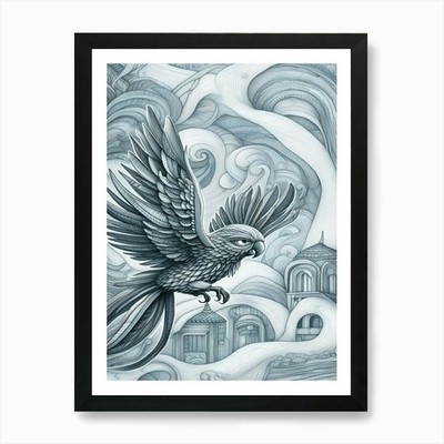 Aero Papagei im Flug Kunstdruck gerahmt Wandbild Poster Leinwanddruck Bild