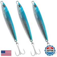 Dr.Fish 1oz Fishing Jigs Saltwater Lure Casting Metal Spoon Diamond Design Blue