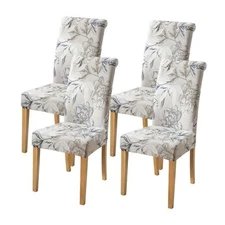  Chair Covers for Dining Room Set of 4 Stretch Floral 4PC Elegant Flowers