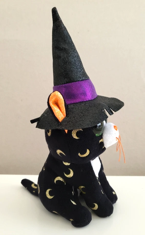 Ty Halloween Pandora Witch Cat Plush Toy Beanie Boos 9" Black Purple Orange Gold - image 3 of 4