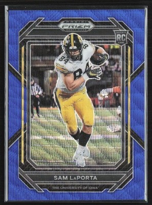 Sam LaPorta 2023 Panini Prizm Draft Picks Blue Wave RC /249 #160 Iowa Hawkeyes