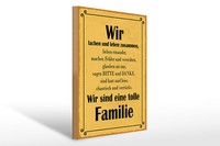 Holzschild Spruch 30X40 Cm Wir Sind Eine Tolle Familie Deko Schild Wooden Sign