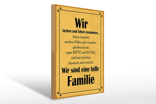 Holzschild Spruch 30X40 Cm Wir Sind Eine Tolle Familie Deko Schild Wooden Sign-image
