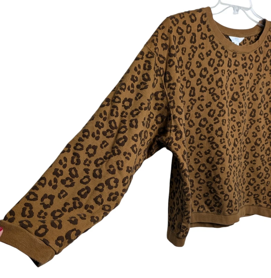 Time & Tru Animal Print Sweatshirt XL (16-18) Textured Flocked Cheetah Leopard - Image 3 of 4