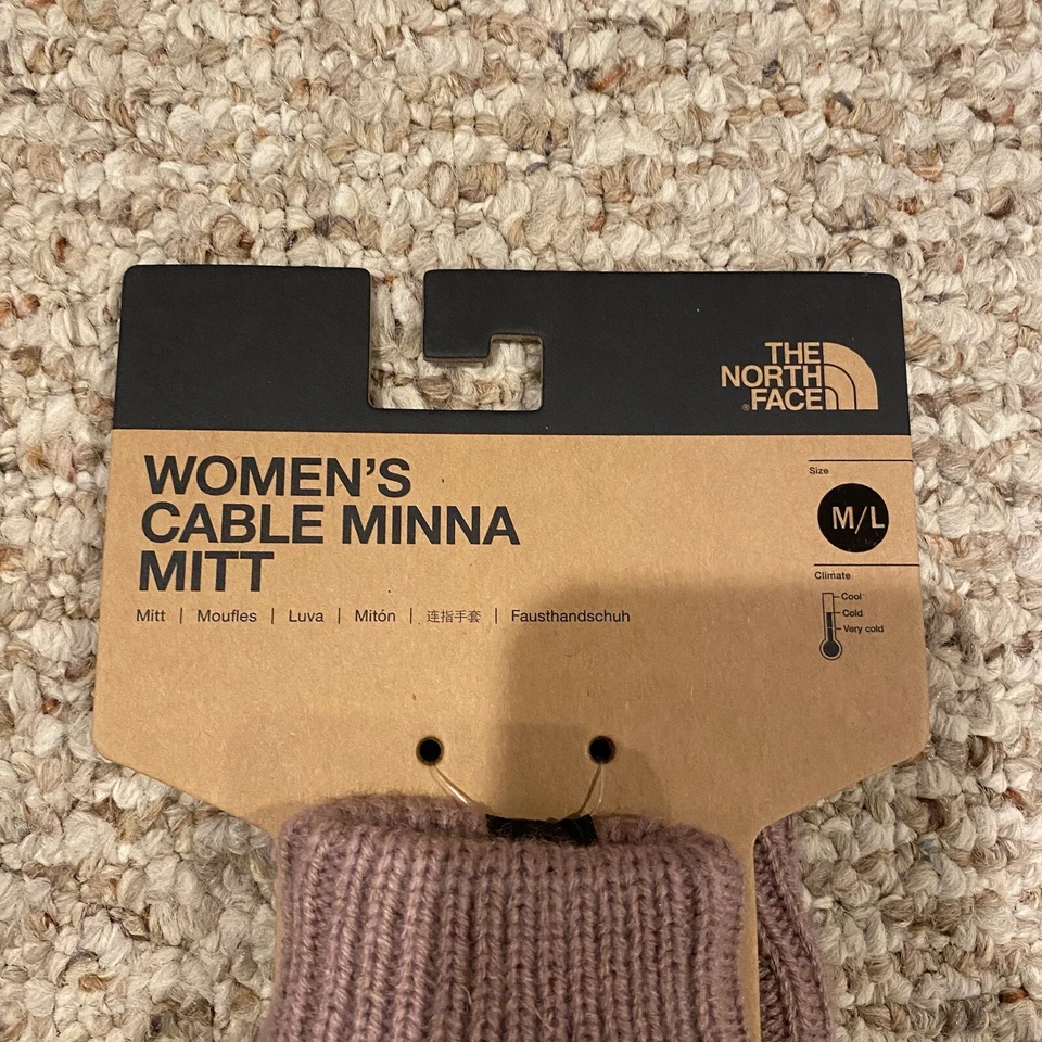 Mitones tejidos con cable Minna The North Face para mujer crepúsculo malva medianos grandes nuevos con etiquetas Foto 3 de 4
