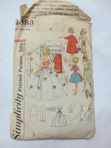 Vintage (Prior to 1963) Simplicity 4883 Clothes for 12" Doll Like Tammy 