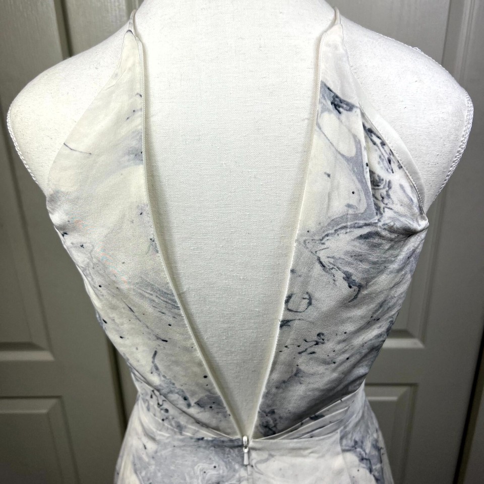 Zimmermann Marble Silk Tuck Dress Womens Size 1 White Sleeveless Back