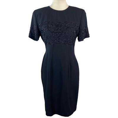 short sleeve beaded cocktail dress Lara Allison Short Sleeve Beaded Cocktail Dress in Ivory Ivory / 6