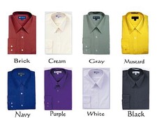 MEN'S BASIC DRESS SHIRT COTTON BLEND STANDARD CUFF MANY COLORS SG 02