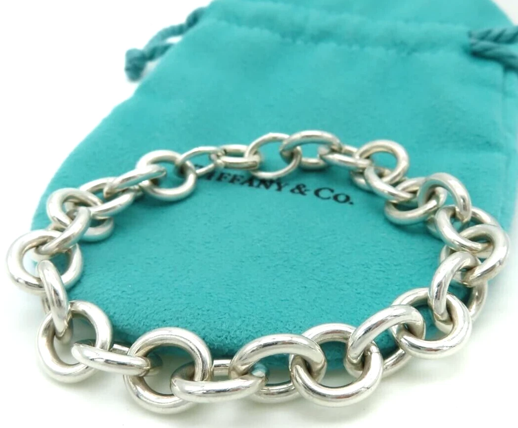 Tiffany Co. Large Round Link Bracelet Sterling Silver 925 eBay