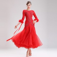 Latin Ballroom Dance Dress Modern Salsa Waltz Standard Long Dress N102 2 Colors