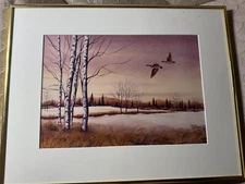 Cece Tucker "Mallards In Flight Scene"  Color Print - Plate Signed And Framed