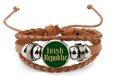Irische Republik Ostern Aufstieg braunes Lederarmband und Samt Geschenktüte