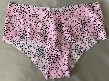 VS Victoria's Secret Cheeky No Show Panties Pink Black Hearts M NWT