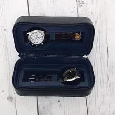 Travel Watch Case Compact for 2 Watches Storage Protection Zipper