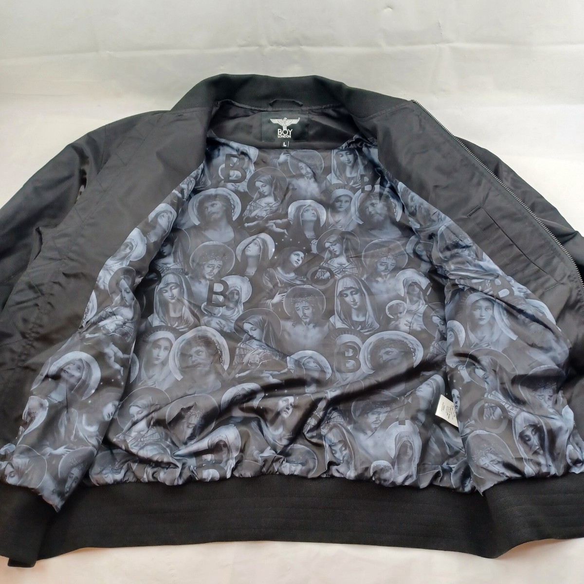 Boy London Jacket Bomber Flight MA-1 Men L Black Nylon Full Boy London Jacket Bomber Flight MA-1 Men L Black Nylon Full