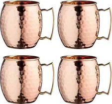 Authentic Copper Moscow Mule Mugs | Hammered Finish | Classic Barware