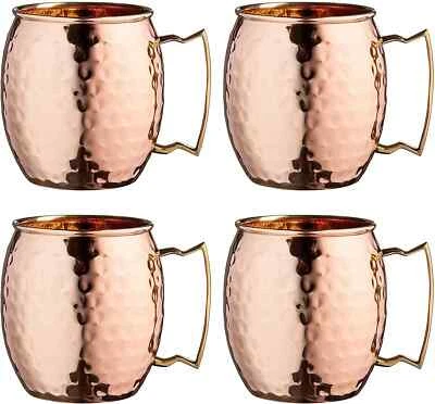 ROYALTY ART Authentic Copper Moscow Mule Mugs | Hammered Finish | Classic Barware