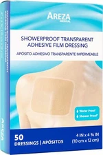 Showerproof Transparent Adhesive Film Dressing 4"x4 3/4" 50 Per Box