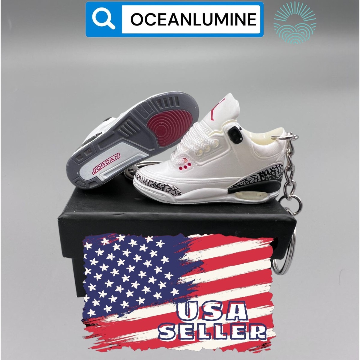 Best Quality Jordan 3D Mini Sneaker Keychain, Shoe Box