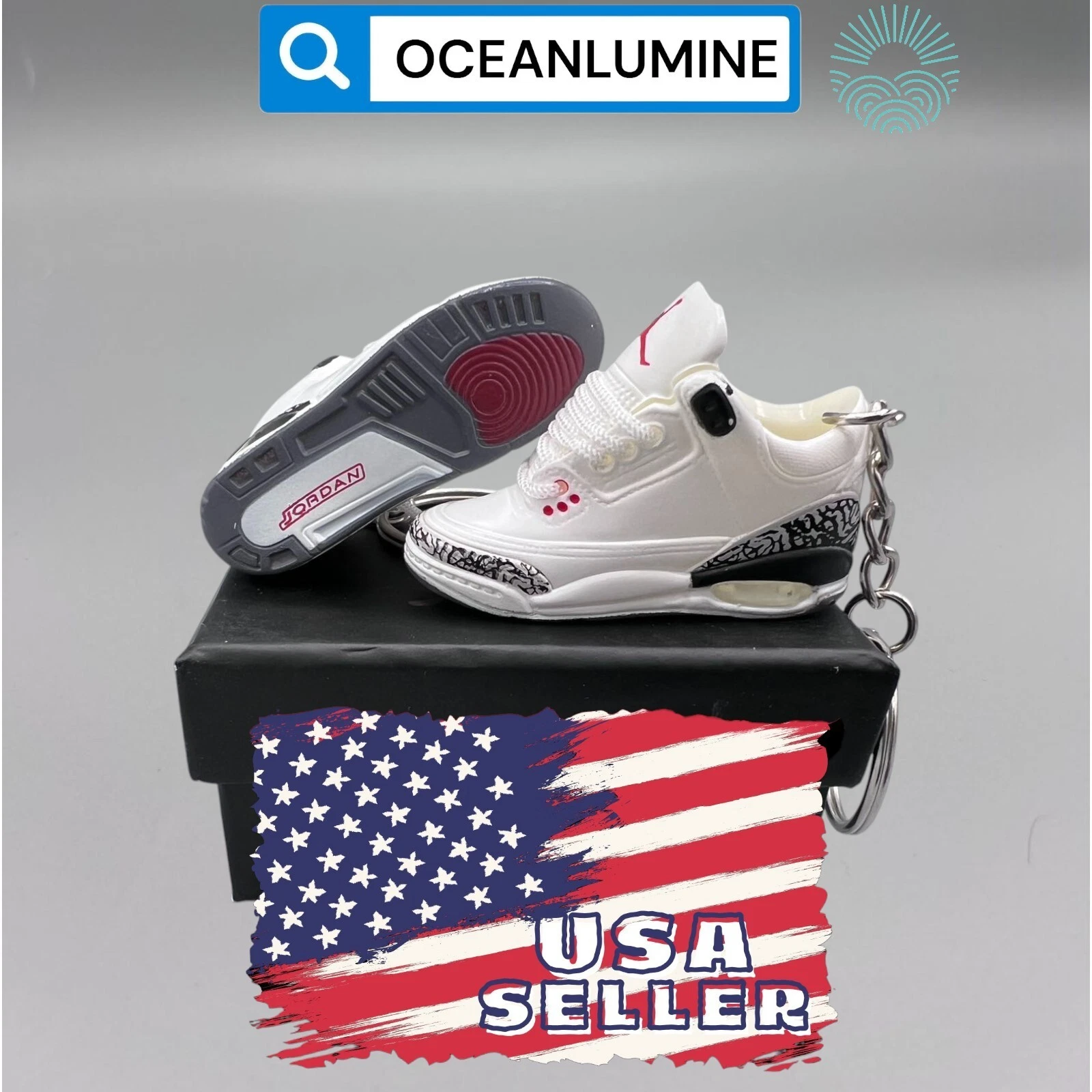 Porte clés Jordan 3D Mini Sneaker de la meilleure qualité, boîte à chaussures, boîte d'affichage option