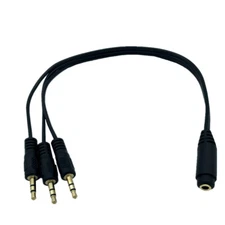3.5mm TRS Female to 3x 1/8" 3.5mm Stereo Male Audio Cable Gold Plated 30cm nEW