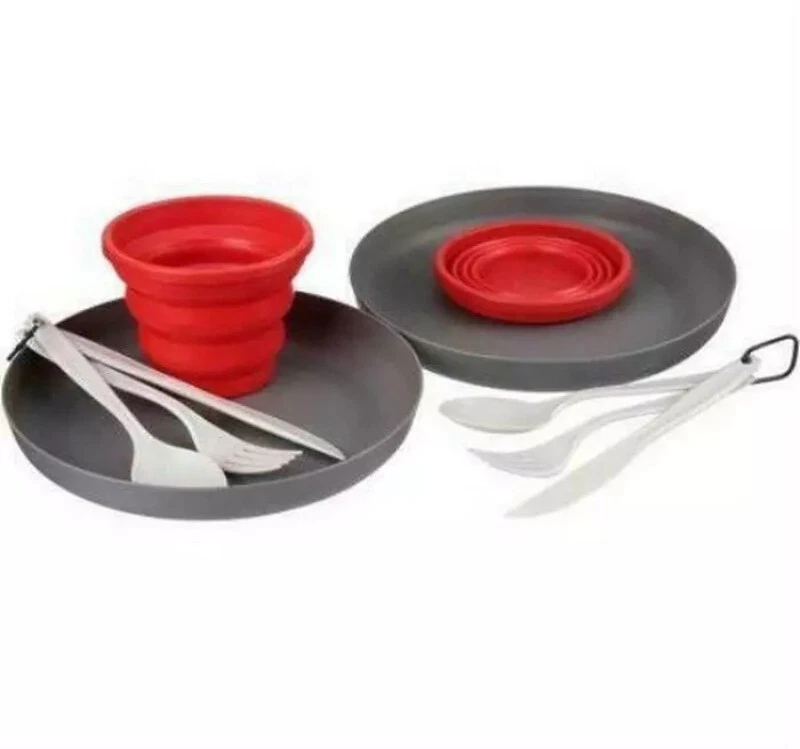 Table Set 2 Person Camp Table Setting Collapsible Cup Ozark Trail Scouts Camping - Image 3 of 3