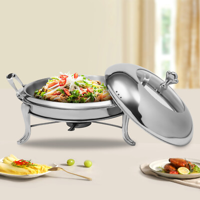 Large 24cm Round Chafing Dish Stainless Steel Catering Dish Buffet Chafer Silver