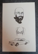 art postcard Tony Millionaire Three Illustrations for the Believer unposted