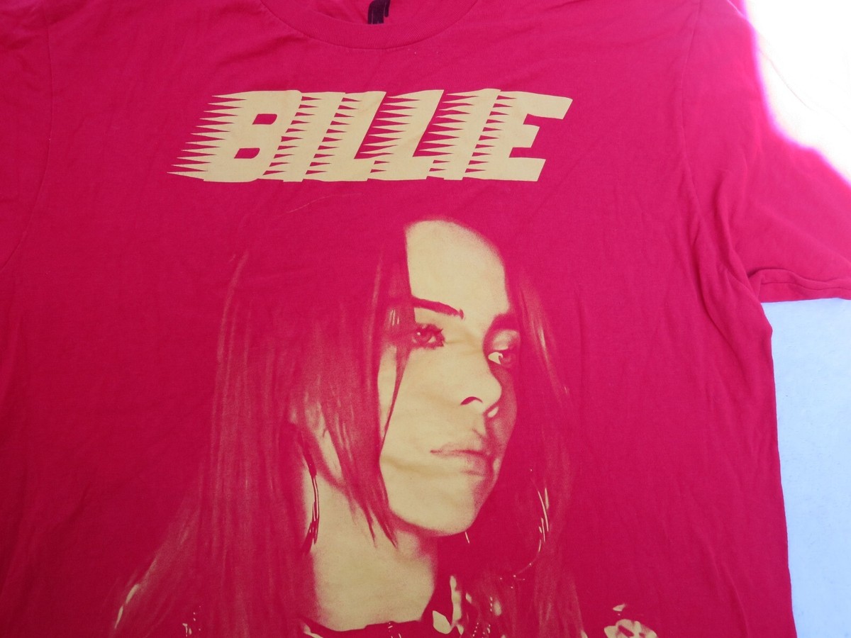Billie Eilish Rap T-Shirt Adult XL Red Photograph Big Face Tour | eBay