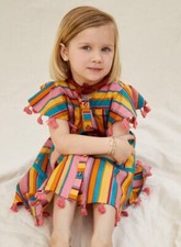 Anthropologie Farm Rio Girls Dress Rainbow Stripe Kids Tassel Cotton Size 2T NEW