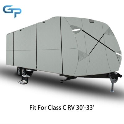 RV Trailer Cover 30'-33' Camper Travel Trailer Cover 4-Ply Waterproof Anti-UV