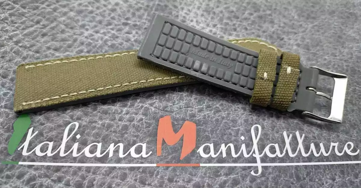 CINTURINO CORDURA VERDE MILITARE E GOMMA VULCANIZZATO WATERPROOF