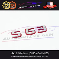 S63 AMG Emblem CHROME & RED Rear Trunk Badge Logo Nameplate Mercedes 2024+