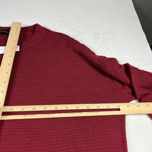 New York & Company Shirttail Sweater Red White Long Sleeve Knit Pullover XL NEW - Picture 7 of 10