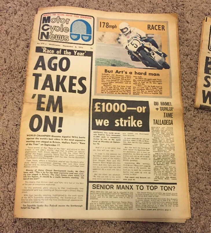 LOT OF 4 1972 MOTOR CYCLE NEWS WEEKLY MOTORCYCLE NEWSPAPERS September MONTH L👀k - Image 3 of 4