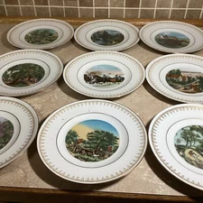 Bing & Grondahl Set of 9 Danbury Mint LE Currier & Ives 8" Collector Plates