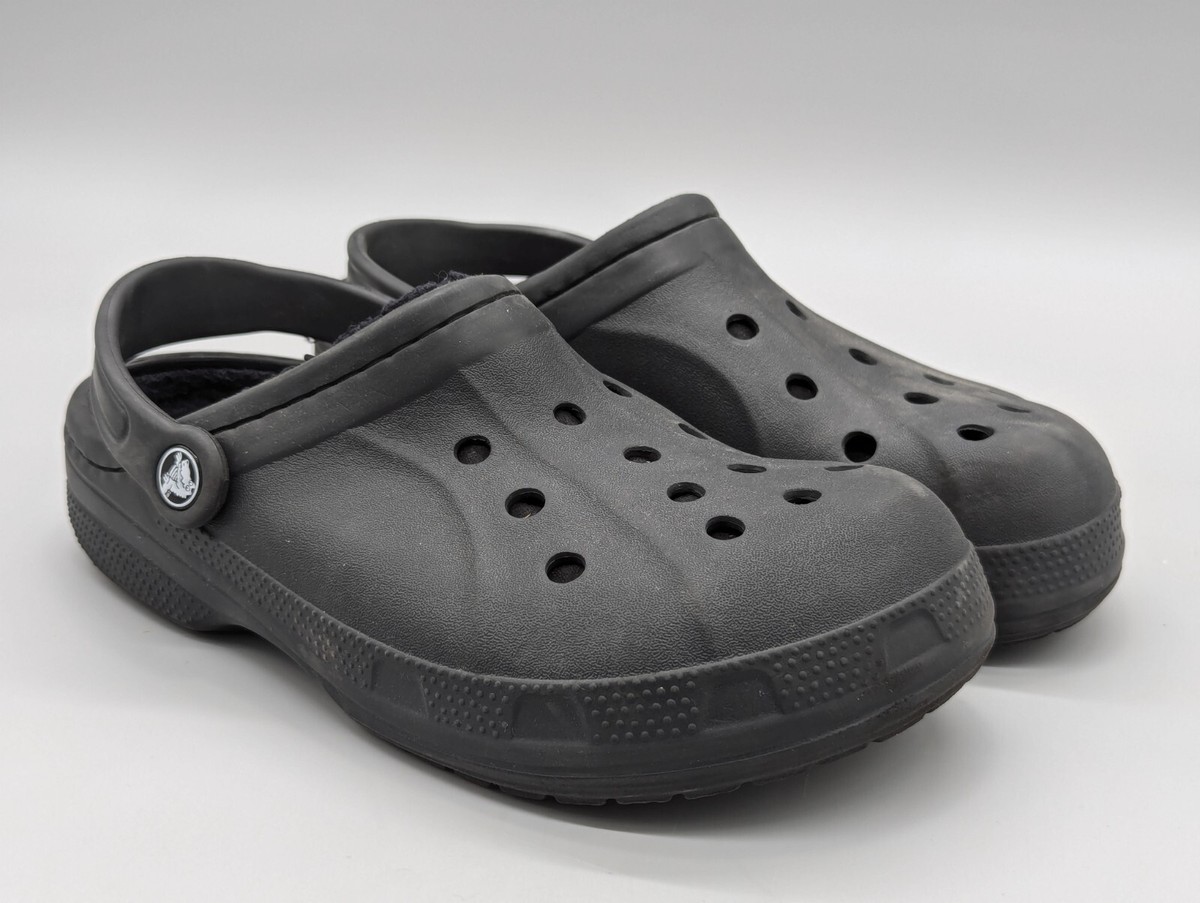 crocs 16244 Black Lined Clogs Men\'s Size 10 Women\'s 12 Dual Comfort Classic Crocs Classic 16244 Faux Fur Lined Black Clog Shoes Dual  main image 2