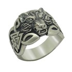 Viking Wolf Sterling Silver 925 Celtic Men’s Ring Valknut Norse Mythology Symbol