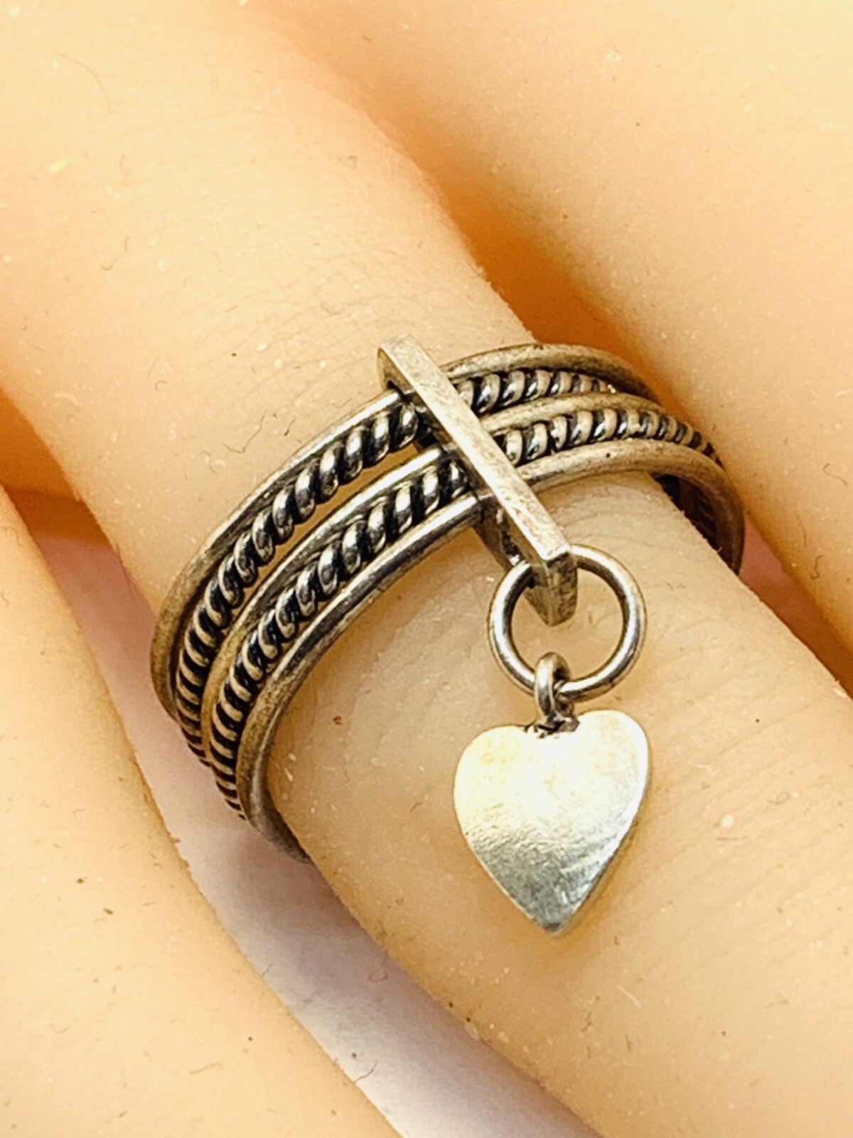 sterling silver 925 stackable ring with heart cha… - image 4