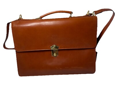DeRidgi English Boot Leather Brown Bridle Messenger Briefcase Bag Carrier